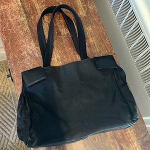 Prada Box Calf Trim Tessuto Handle Bag Nylon